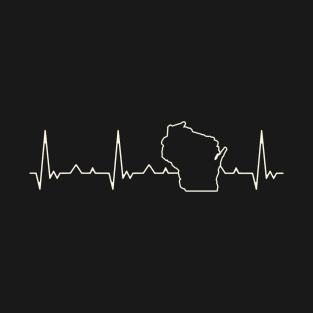 Wisconsin State USA. Heart. Love. EKG. Pulse. Beat. T-Shirt
