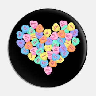 Funny Anti Valentines Day Candy Hearts Pin