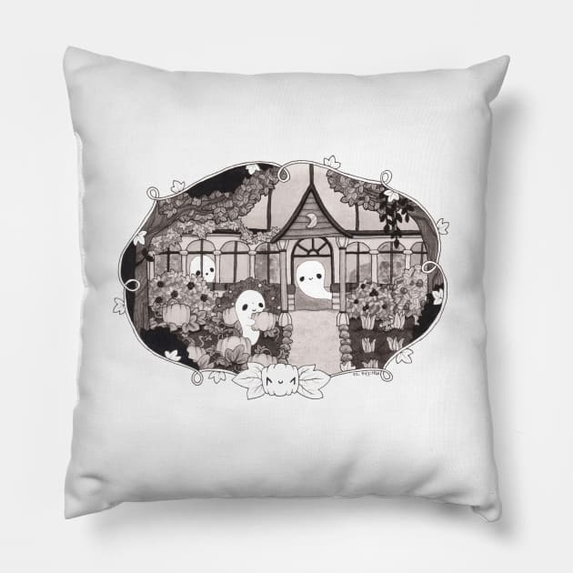 Haunted Glass House Pillow by Marcies Art Place