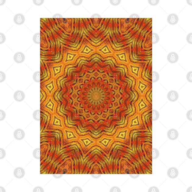 Vibrant Gold abstract symmetric mandala pattern by PlanetMonkey