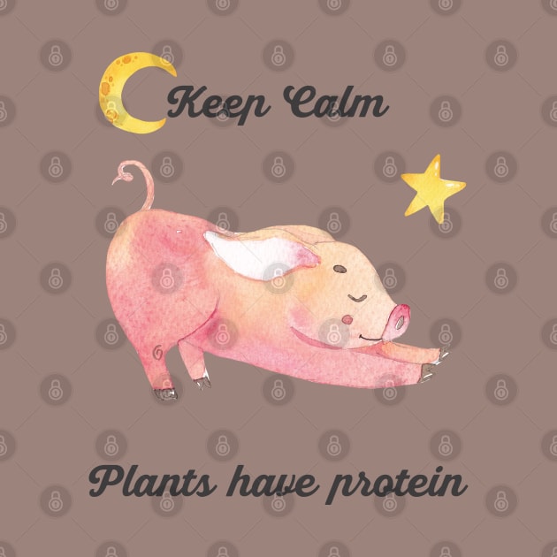 Keep Calm Plant Have Protein Yoga Piglet by susannefloe