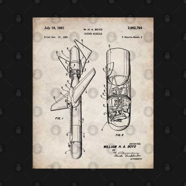 Cold War Military Missile Patent - Army Veteran Military Enthusiast Art - Antique by patentpress