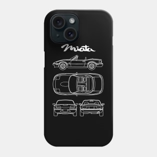 Miata NA MX-5 Blueprint White Phone Case