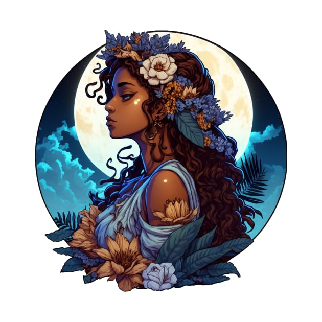 Hina Hawaiian Goddess of the Moon Illustration Mythology by peachycrossing