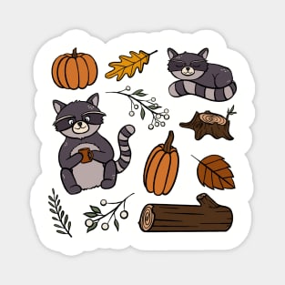 Badger In Autumn Pattern Digital Illustration Magnet