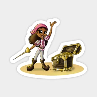 African American Pirate Girl Magnet