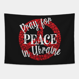 PRAYING FOR PEACE RED HEART PEACE SYMBOL DESIGN Tapestry