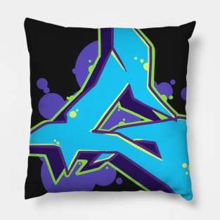 Letter G - Graffiti Street Art Style Blue Pillow