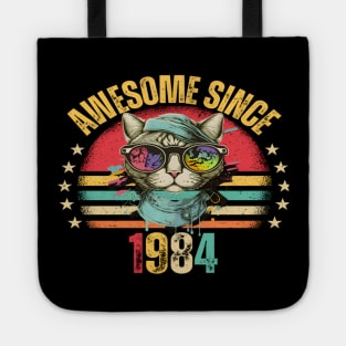 40th Birthday shirt 40 Year Old Cat Lover Awesome Since 1984 Tote