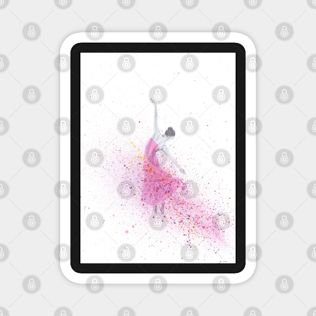 Ballerina in Motion Pink Spray Magnet by balletart