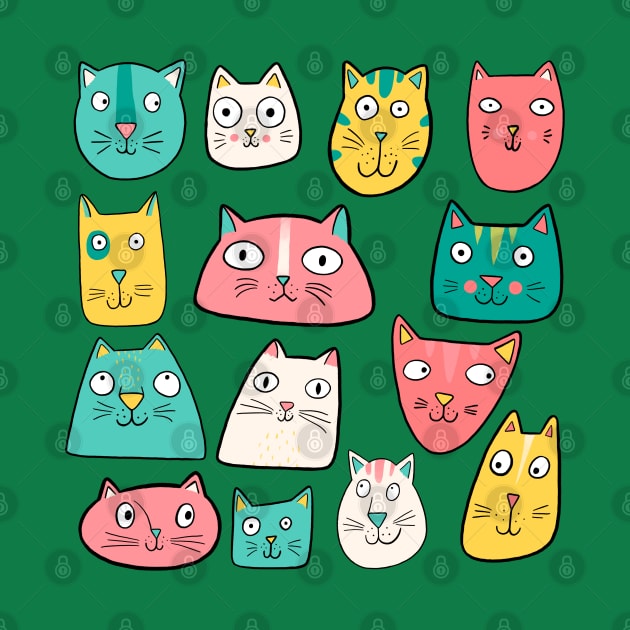 Retro Cat Heads by Drawn to Cats