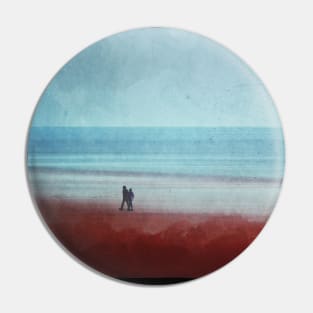 Beach Walk Photo Painting Pin