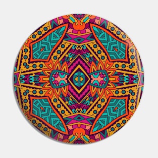 Colorful Oriental Rug Mandala Boho Pattern Pin