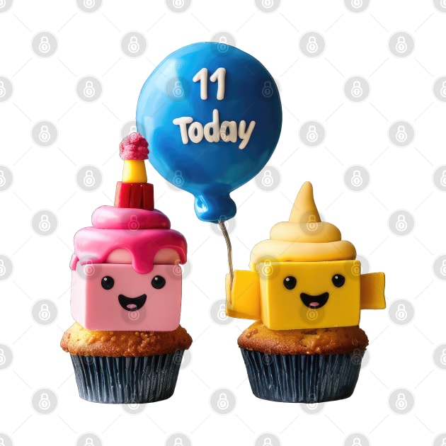 Birthday Celebration Cupcakes: 11 Today by TooplesArt