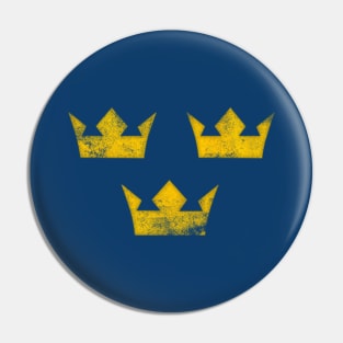 Sweden Tre Kronor Three Crowns Vintage Retro Distressed Pin