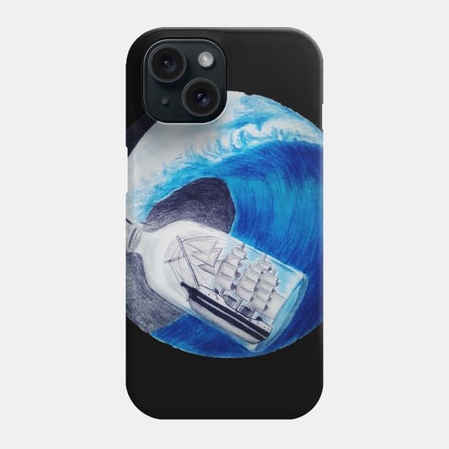 Bottle ship - I'm the captain of this ship! I control everything around here! A ship inside a glass bottle in the middle of a storm at sea. Phone Case by ART-T-O