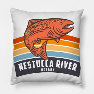 Nestucca River Oregon Salmon Fishing Graphic Pillow