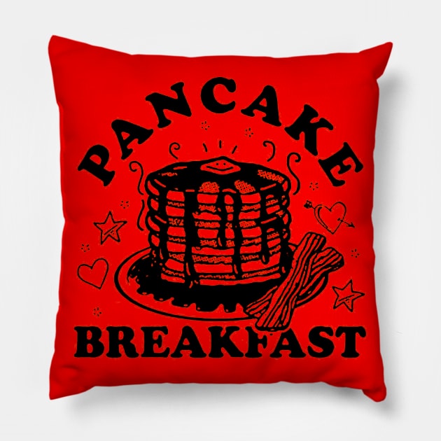 funny  Pancake Breakfast Pillow by bayudesignart45