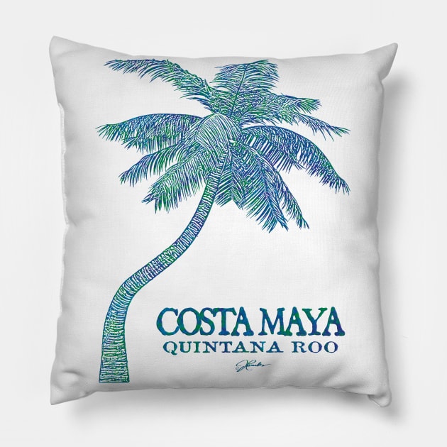 Costa Maya, Mexico, Palm Tree Pillow by jcombs