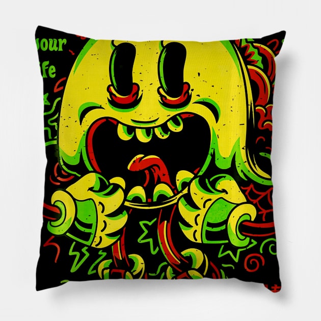 Happy Tacos Funny Taco Japanese Anime Pillow by CovidStore