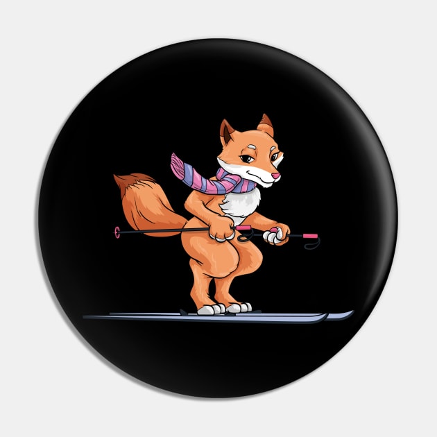 Fox with scarf as skier with skis Pin by Markus Schnabel