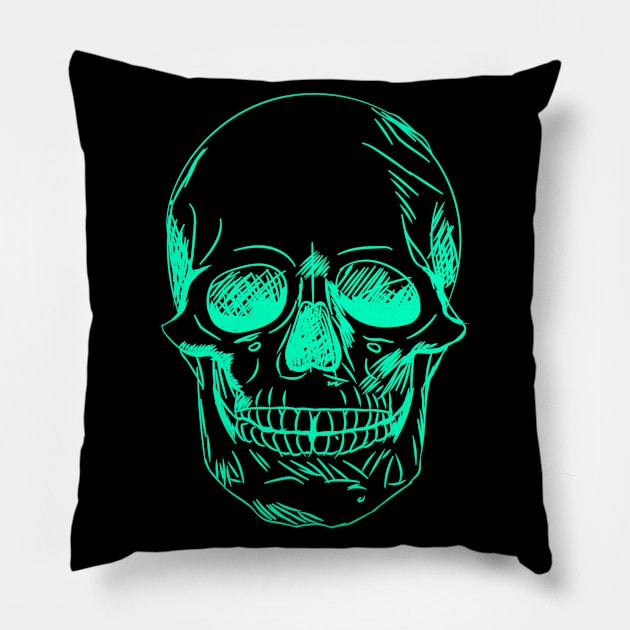 Artistic Linear Skull Pillow by Cds Design Store