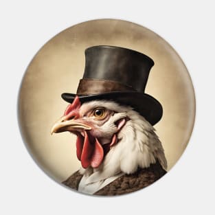 Victorian Chicken Portrait Artistic Gift Fashion Chicken Style Pin