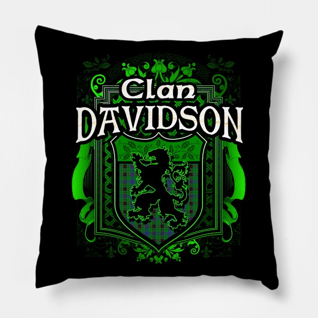 Clan Davidson Tartan Lion Pillow by Celtic Folk