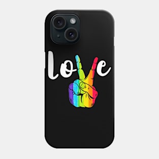 Love Peace Sign Rainbow Lgbt Lesbian Gay Pride Phone Case