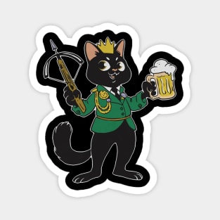 Black cat with crossbow and beer Magnet