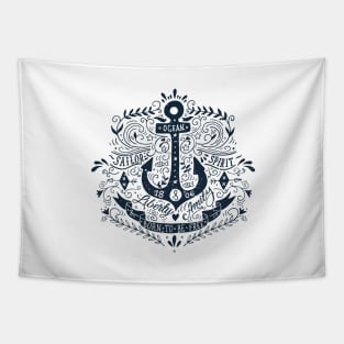 Nautical vintage label with an anchor and hand lettering. Tapestry