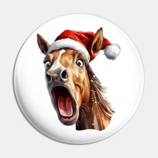 Funny Christmas Horse Face Pin