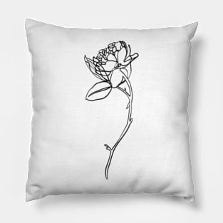 Minimal rose flower line art Pillow