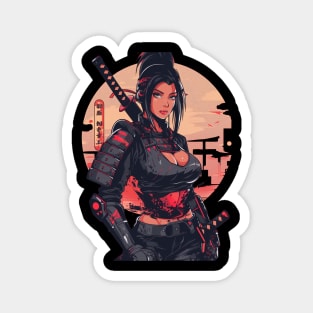 Thicc Samurai Girl Japanese Ninja Magnet