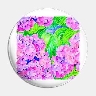 Hydrangea flowers and leaves watercolor Pin