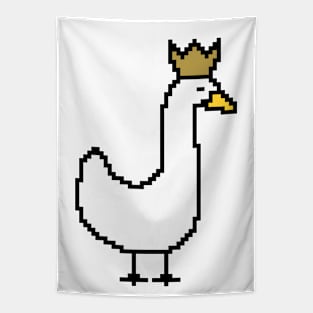 Pixelart Goose Wearing Crown Tapestry