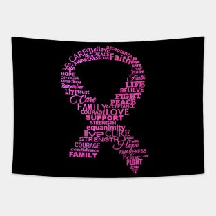 Motivational Breast Cancer Pink Ribbon,Inspirational Cancer awareness Tapestry