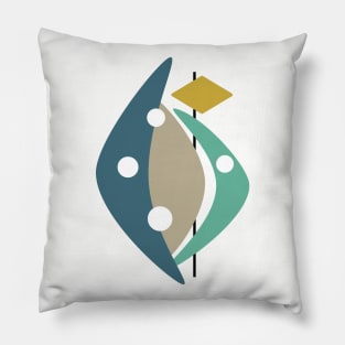 Blue Boomerangs Mid Century Modern Pillow