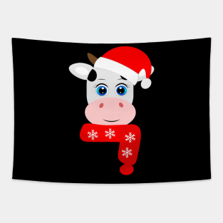 Cow Reindeer Hat Santa Christmas Lights Tapestry