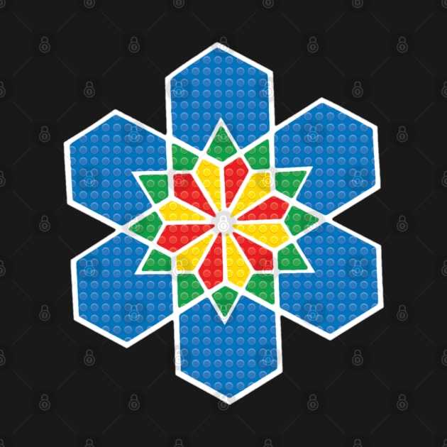 SNOWFLAKE GEOMETRIC STAR DESIGN BLUE YELLOW RED GREEN BRIGHT by VegShop