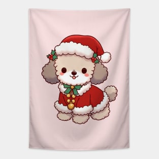 Cute Christmas Poodle Santa Tapestry