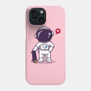 Cute Astronaut Playing Skateboard Cartoon Phone Case