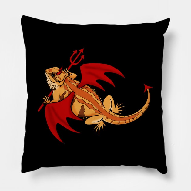 Lil Devil Bearded Dragon Pillow by HonuHoney