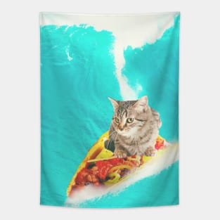 Kitty Cat Surfing Taco Tapestry