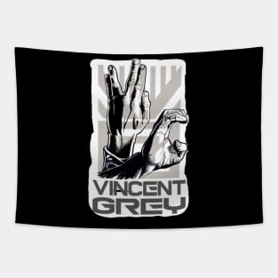 Vincent Grey Hand Logo Tapestry