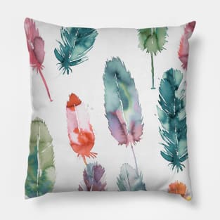 Pocket - WATERCOLOR BOHO FEATHERS Pillow