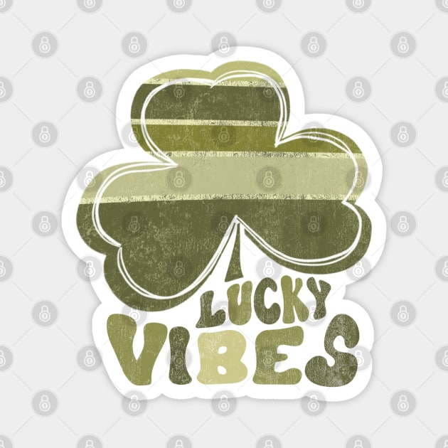 Lucky Vibes St Patrick's Day Shamrock Magnet by Mastilo Designs