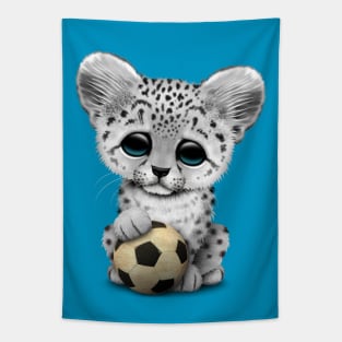 Snow leopard Cub With Football Soccer Ball Tapestry