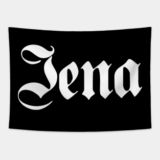 Jena written with gothic font Tapestry