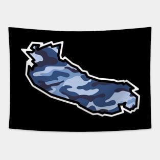 Gabriola Island Silhouette in Blue Camouflage - Camo Pattern - Gabriola Island Tapestry